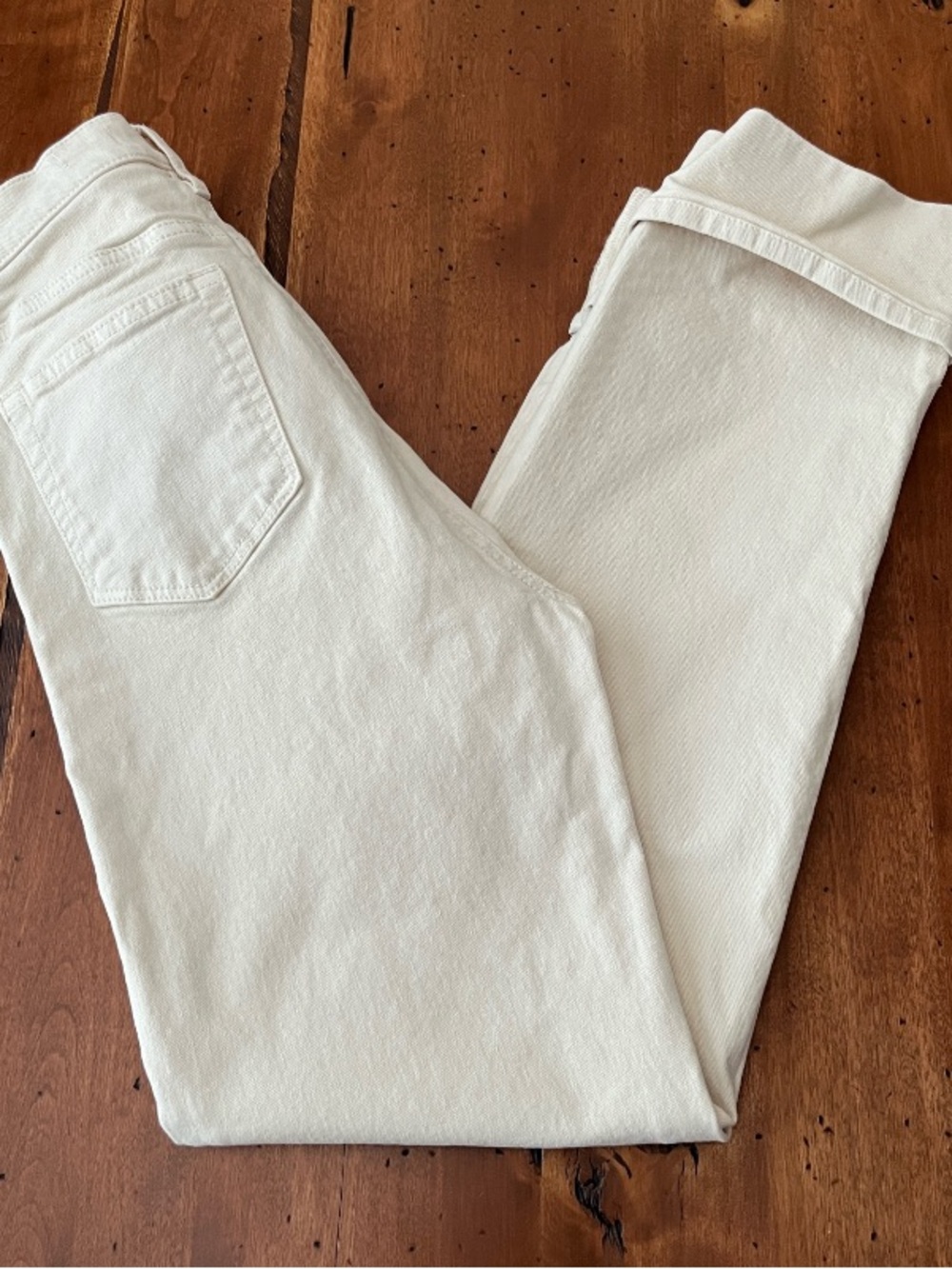 Ann Taylor Loft Ivory The Straight Cuffed Jeans